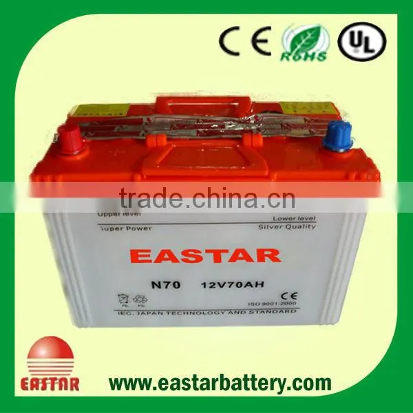 JIS Standard 12v 70ah Car battery 80D26L hybrid car battery