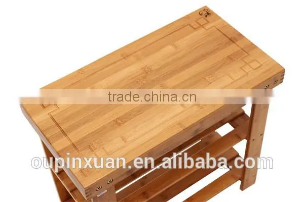 Portable shoe rack, Multi-Function bamboo 3-tiers storage rack