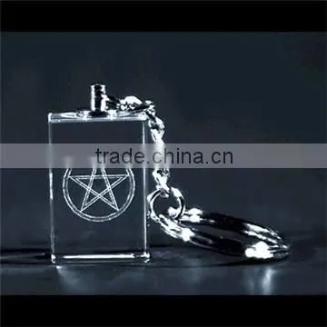 3d laser Crystal promotional key ring/promotional keychains engraved wedding gifts