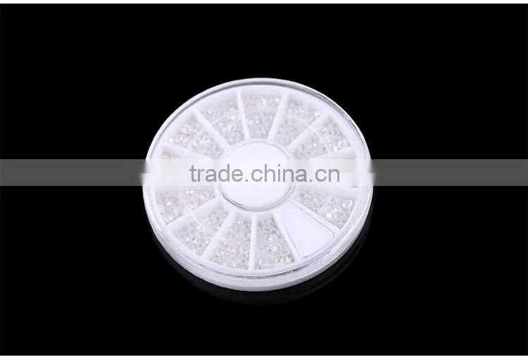 Wheel boxed clear AB plastic rhinstones transparent nail art sticker use crystal decoration