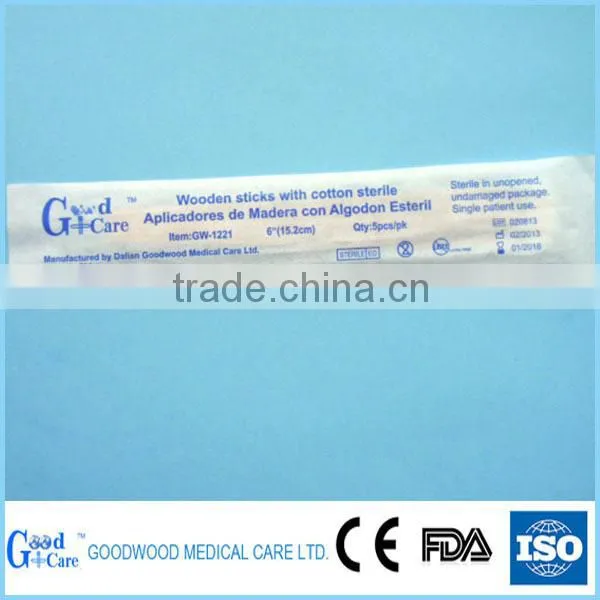rayon head wooden stick swab/ buds for medical use