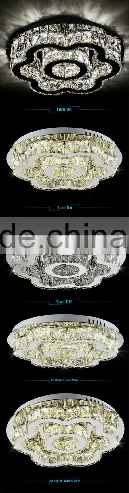 Top Quality 5730 Chip LED Crystal Chandelier Stainless Steel Modern Crystal Light
