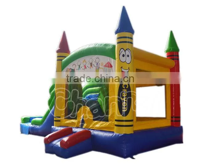 inflatable Crayon bouncer, Inflatable Combo, Inflatable bouncer with slide