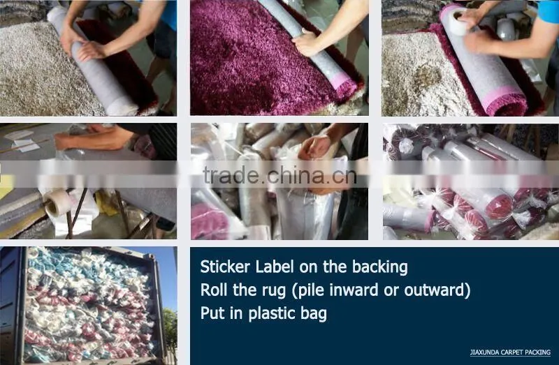 Circle round white black grey color mix long pile oversize home decor shaggy carpet
