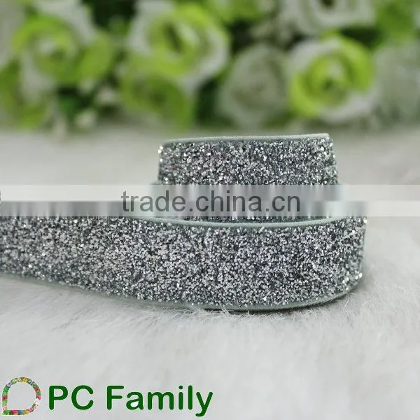 5/8" apple green Glitter Elastic Ribbon hairband DIY Ribbon