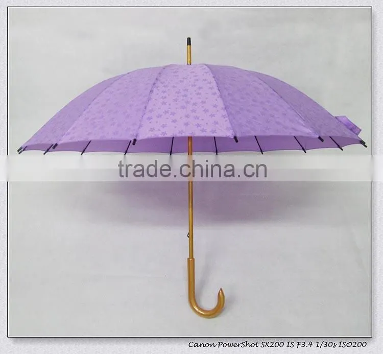 23"*16k Manual open wooden staight umbrella