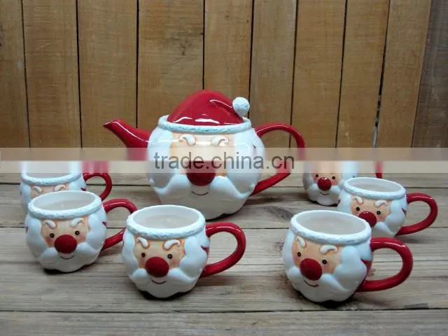 Hot selling Ceramic christmas santa mug emboss