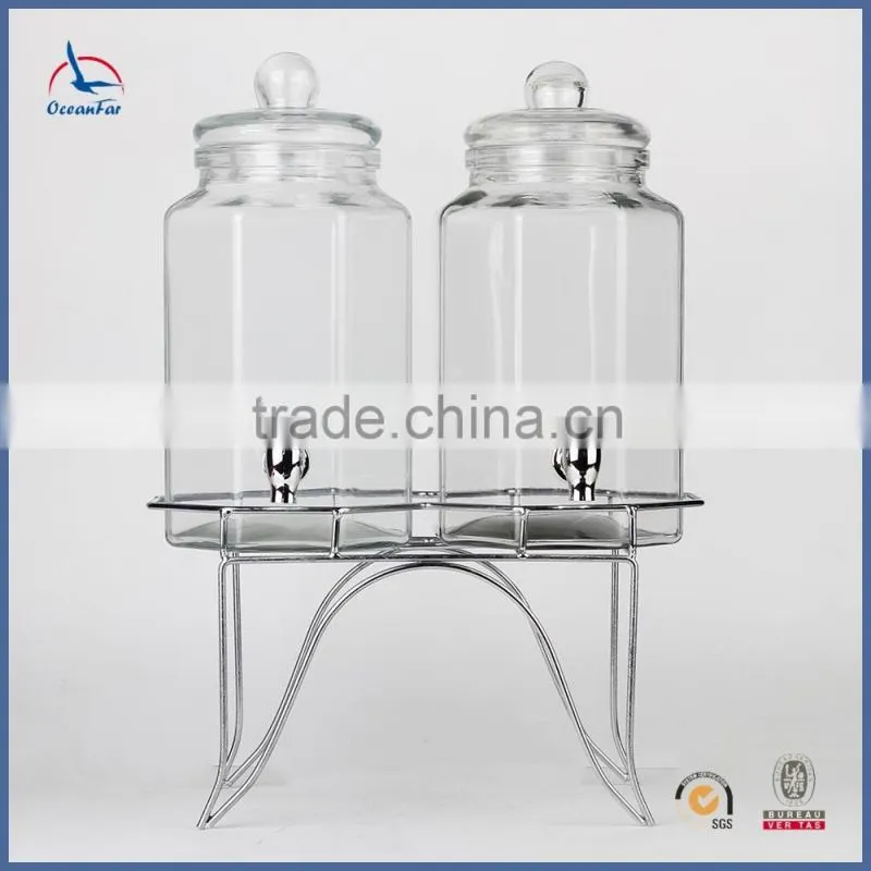Recycled Glass Honey Dispenser Bulk Selling Glass Jar with Tap