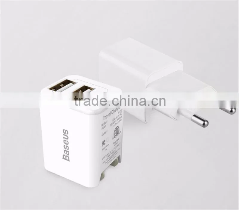 Original BASEUS 2.4A Moblie phone Charger Universal Quick Charging Adapter dual USB Output Travel Charger with US /EU plug