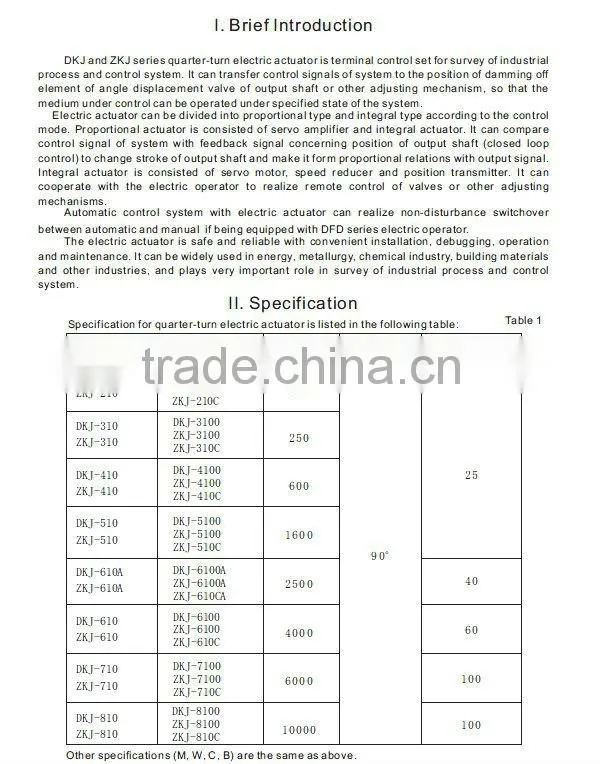 DKJseries electric actuator on off and modulaing type
