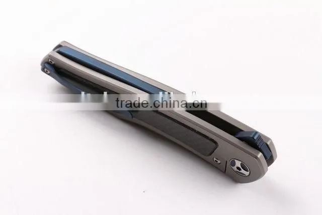 OEM all titanium handle D2 blade folding knives for outdoor