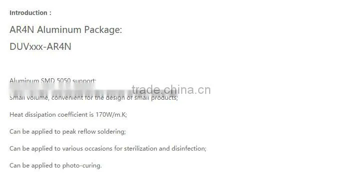 High quality AR4 Ceramics Package For water purification 265nm 280nm 310nm
