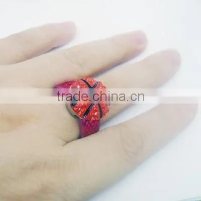 DIY PU leather crystal charm ring, rings jewelry -ZC0002