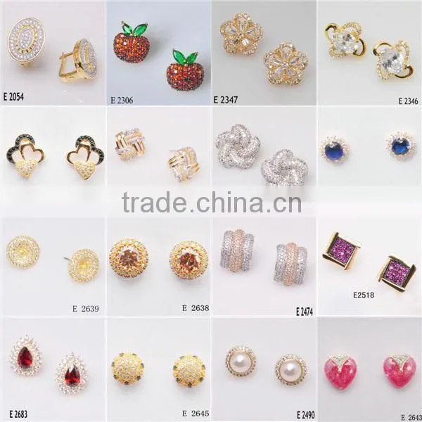 Rhinestone women sterling silver earring fashion earring/ latest diamond stone earring