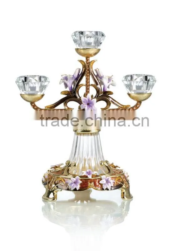 RORO Conjugal Felicity lily enamel crystal glass candle holder
