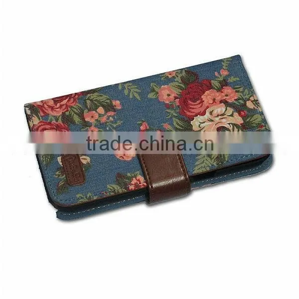 Korea style flower denim leather case for Pantech SKY VEGA IM-A770K with card slot