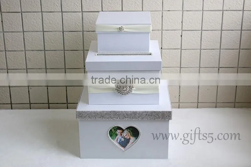 Luxury handmade card boxes for weddings with photo frame