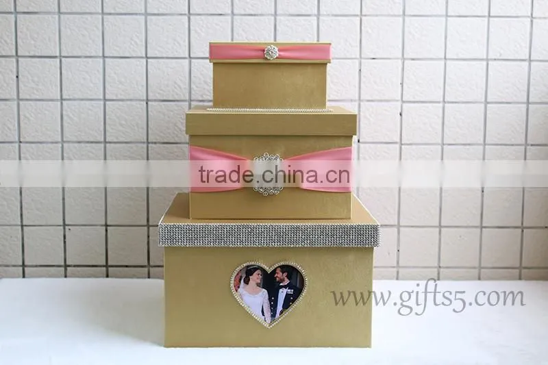 Excellent wedding keepsake box large wedding gift card box with photo frame