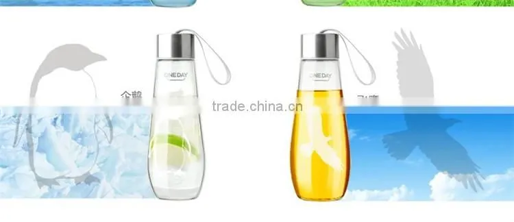 480ML Water Bottle With Bag Leak Proof Custom Glass Water Bottle Drinkware Transparent Water Bottles Cute Outdoor Sports Tumbler