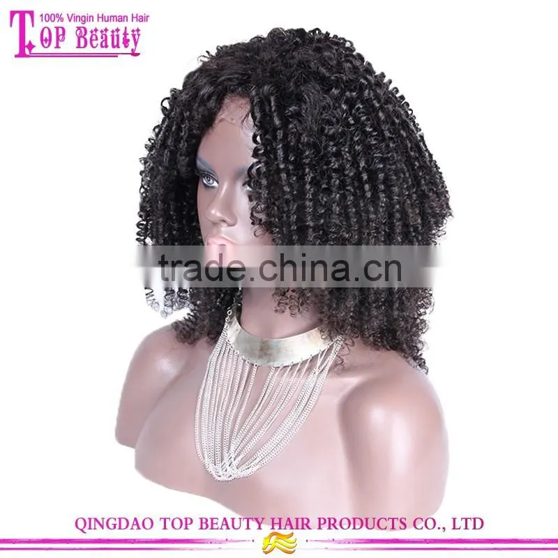 2016 hot sale full lace curly bob wig 22inch 150% density natural color mongolian hair kinky curly wig for black women