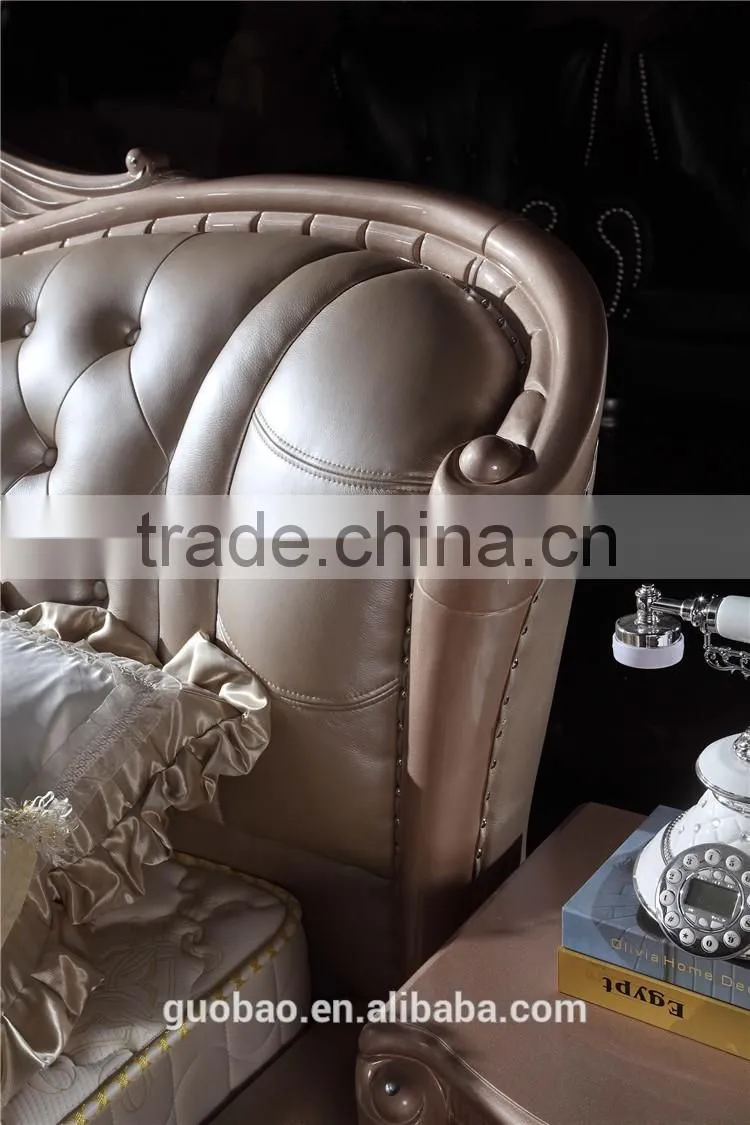 G8801 Bed furniture manufactory supply good quality solid wooden frame leather bed