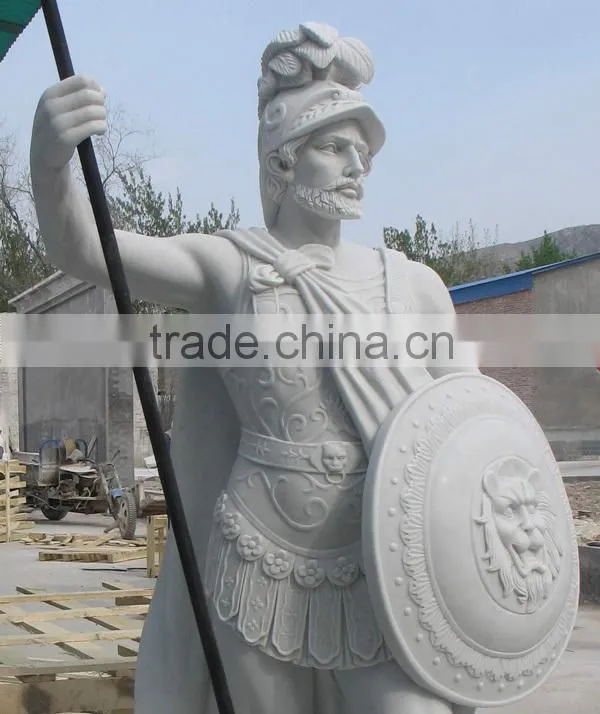 Life-size White Marble Roman Soldier Statue