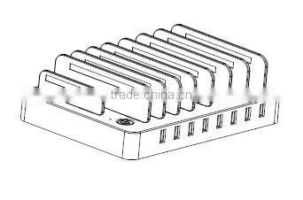 New 8 Ports Charging Station 8*2.4A USB Charger with Stand and Switch Docking Station for Mobile Phones and Tablet PC white EU