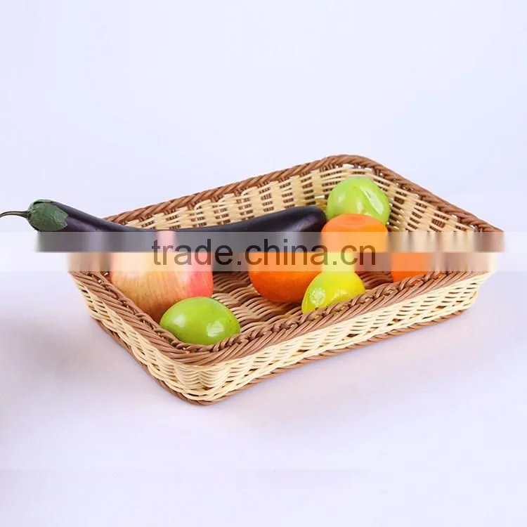Cheap custom rectangular shape fruit vegetable display basket hand woven baskets
