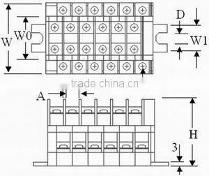 TD-Series Taiwan Din Mount Deck Double Level Layer Terminal Block