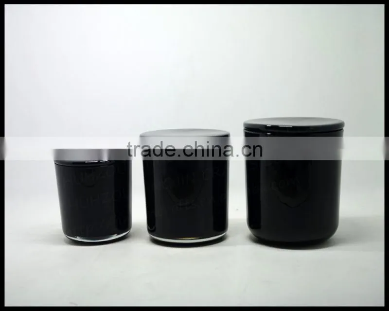 450-600ml solid black egg glass candle container
