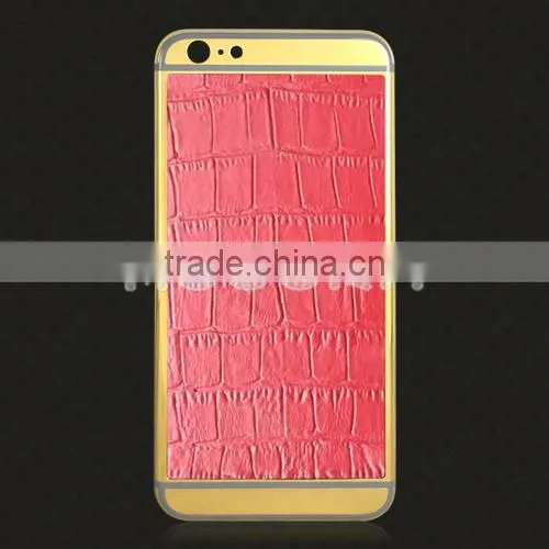 Luxury crocodile leather real 24k gold housing, gold plated housing for iPhone 6S 6Plus