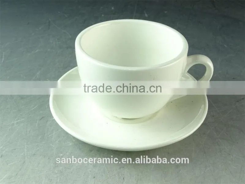 Cheap white ceramic coffee cup with saucer set in stock for wholesale