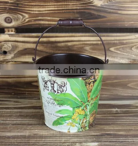 2015 new design paper decal zinc flower bucket wholesale