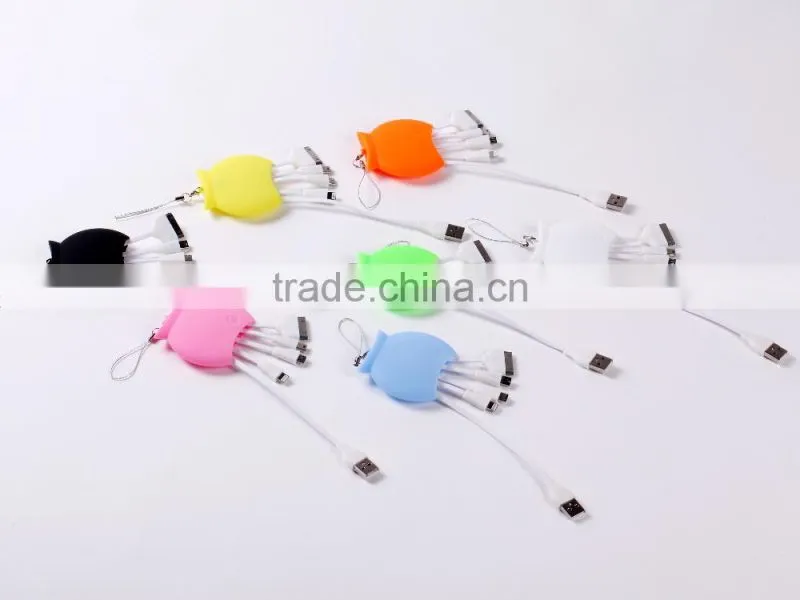 4 in 1 USB Sync Data Charger Cable Key Chain Ring For Iphone Samsung Android