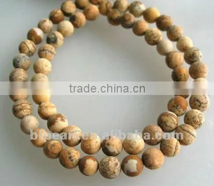 wholesale matte 16" 10 rondelle Picture jasper beads