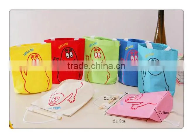 Japanese-style home colorful Oxford cloth storage bag with natural wood stick ,sundries hanging bag cute storage bag