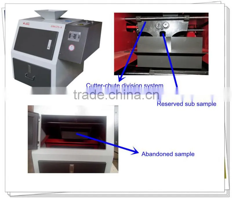 Hermetic design dustless sample splitter dividing ore and coal for analysis in laboratory