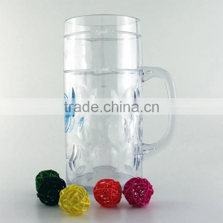 1200ml High Capacity Bpa Free Food Grade Customize Plastic Beer Mug With Handle