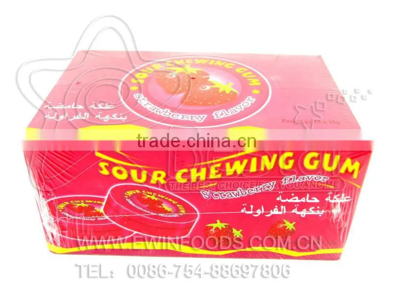 Strawberry Flavor Bubble Gum With Sour Powder