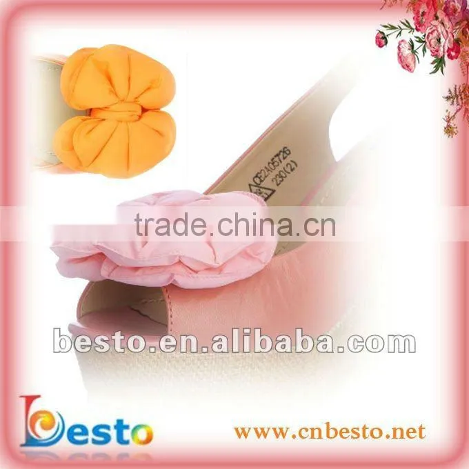 CF0052 Fashion handmade fresh yellow bow fabric shoe clips for high heel sandal
