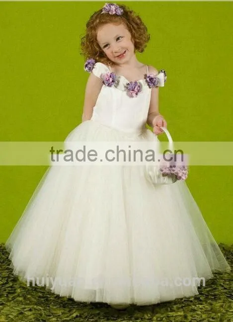 white spaghetti strap flower baby gown kids dresses for weddings