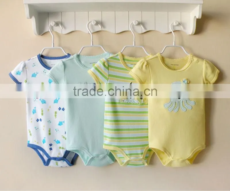 mom and bab 2013 Summer baby clothes 100% cotton short bodysuit 4in1 gift box gift set