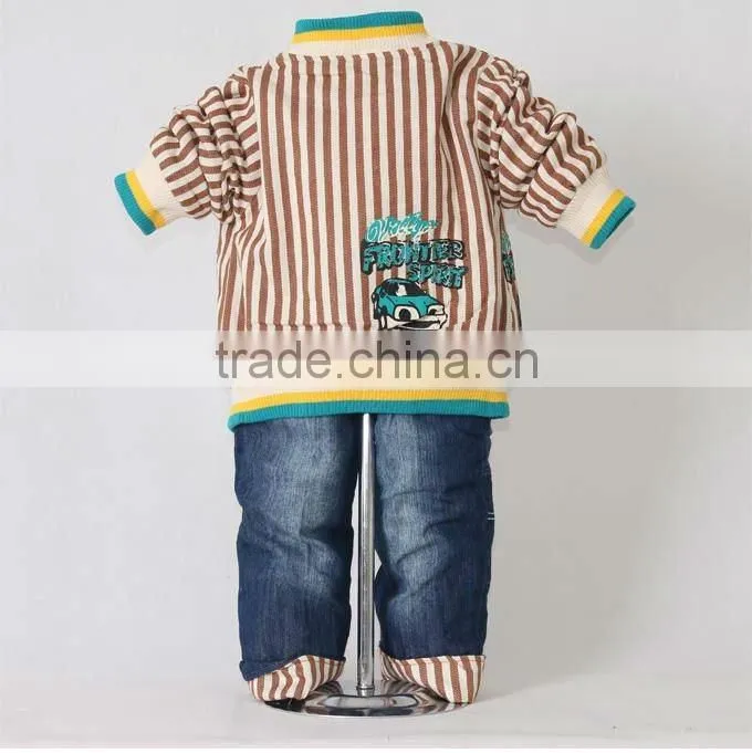 2016 New Autumn And Spring Yellow Boys Clothes Set 3Pcs: Jacket and T Shirt and Jean Pants Clothing 100% Same Like Picture