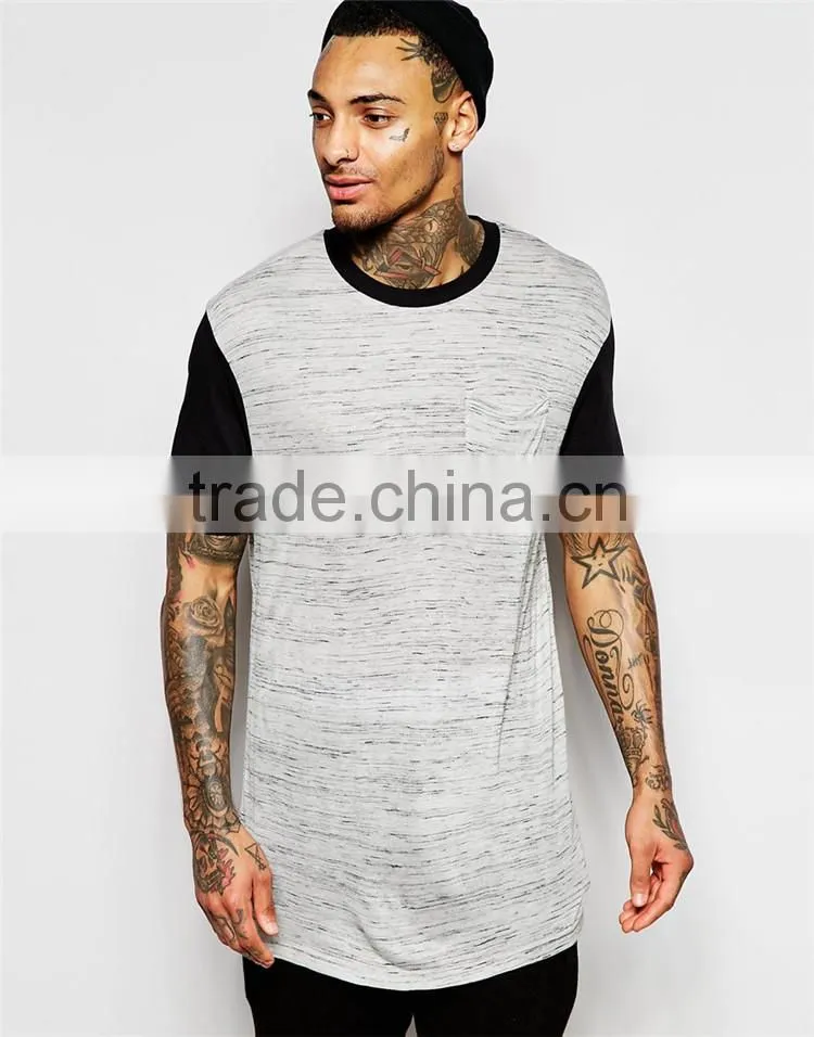 Shandao New Design Heather Cotton Longline Curved Hem Short Sleeve O-Neck Online Shopping India Tshirt