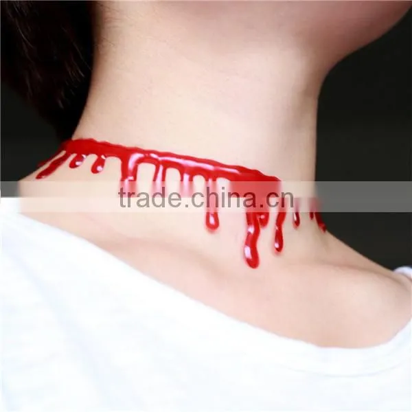 Silicone Halloween Blood Choker Necklace Red 31.5cm long