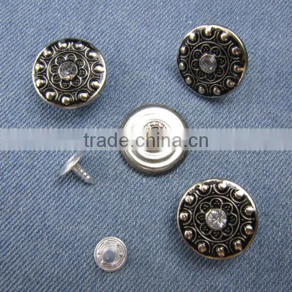 Metal Rhinestone Designed Buttons For Jeans Wear