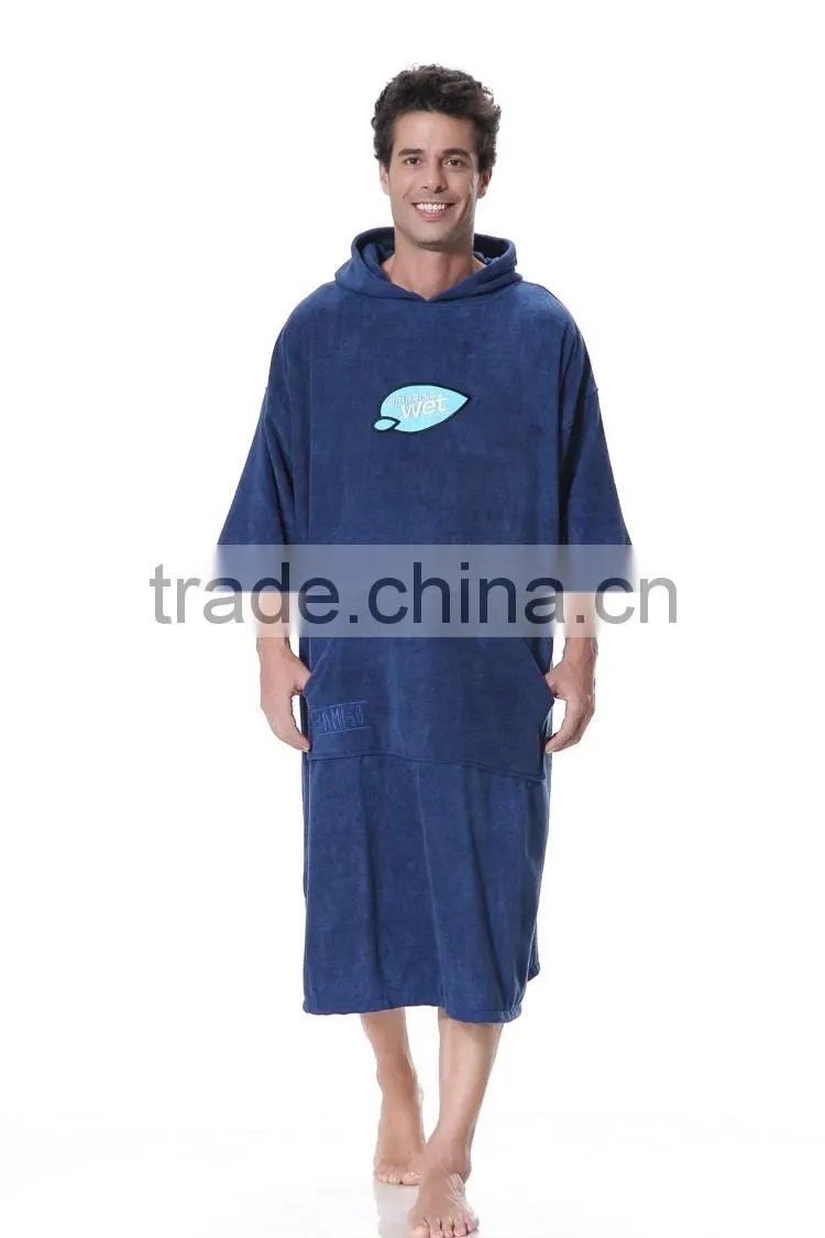Adult poncho beach towel hooded poncho towel woven plain dyed