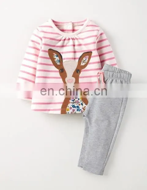 Animal friends baby jersey play set children wear hot sale girls wear sets