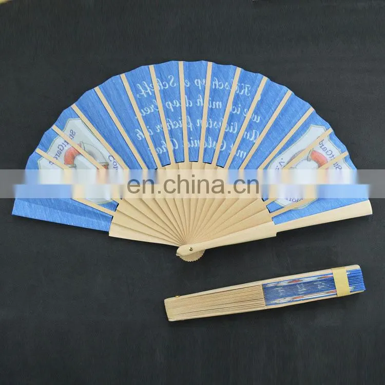 Printed Hand Fan with Wooden Frame for Promotion