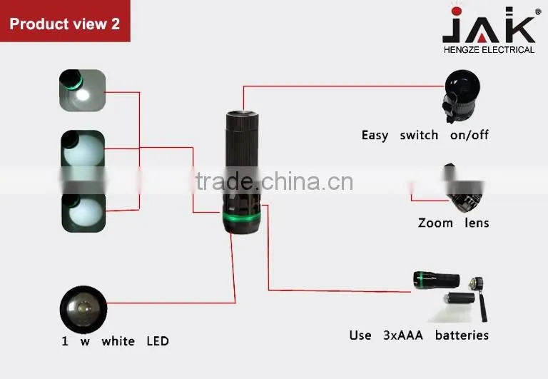 JAK HF1206 1W LED Telescopic Torch